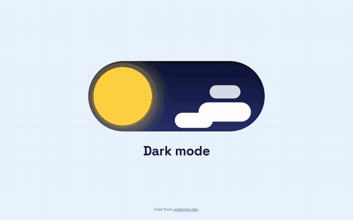 Day / Night Toggle: The sun rolls into a moon