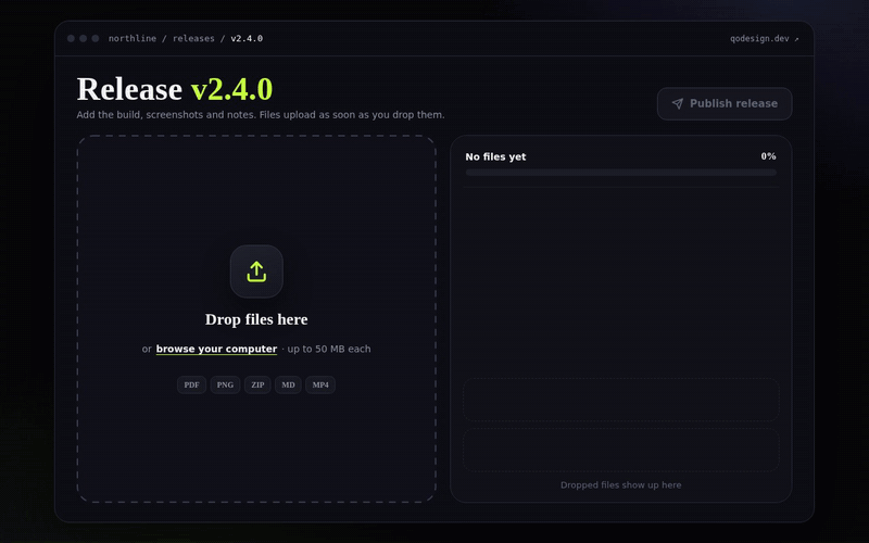 Upload Dropzone: Drag and drop with progress rings